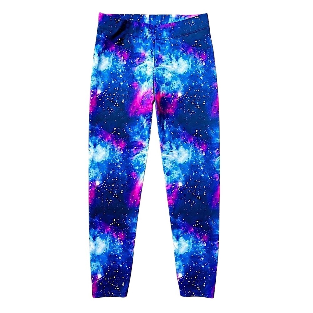 4/$20 Galaxy Print Leggings Blue Purple Space Yoga Activewear Stretch Leggings - Picture 2 of 3